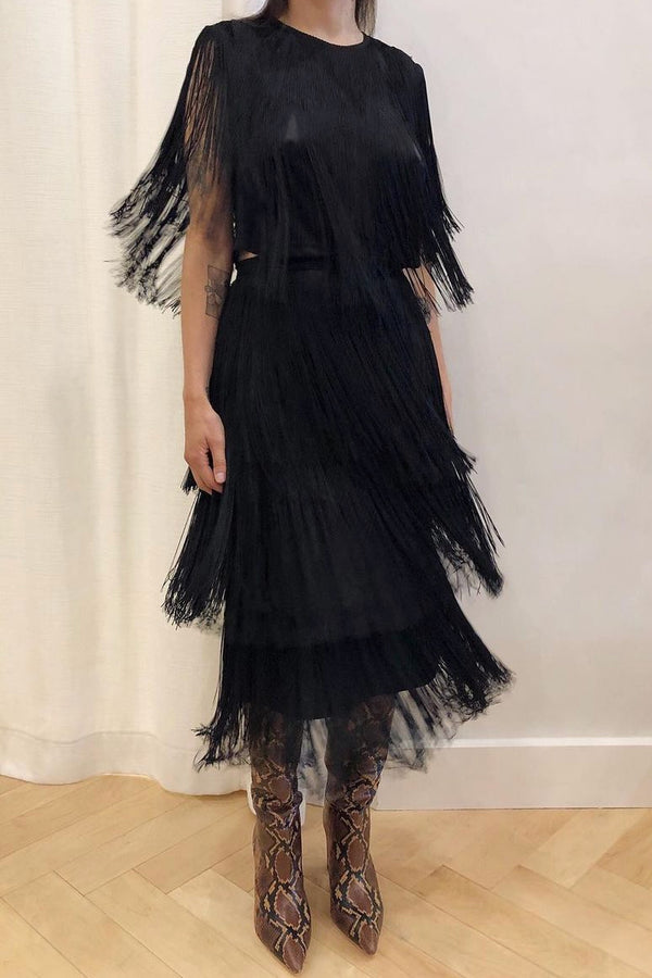 Gyre Skirt Black Fringe