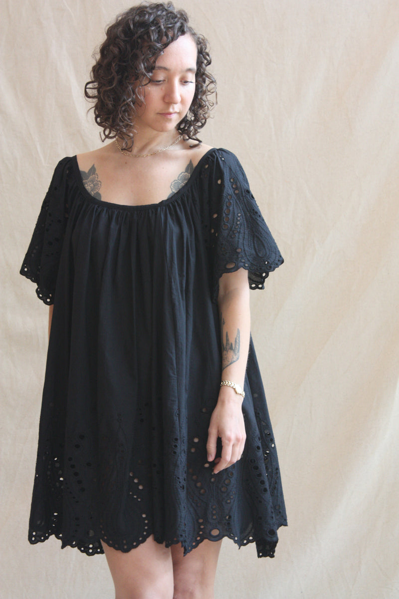 Marina Dress Tangier Embroidery Nero