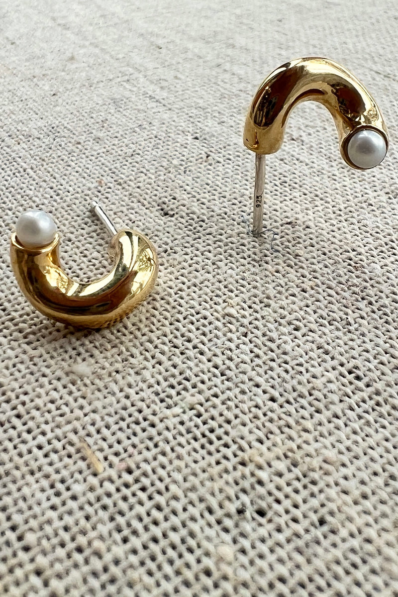 Gir Earrings Brass and Pearl