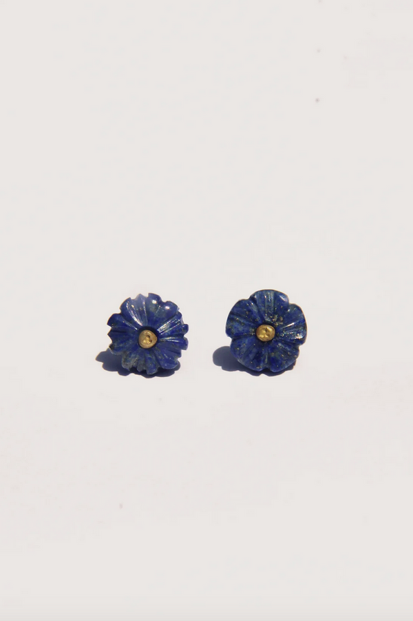 Fiore Earrings Gold and Lapis