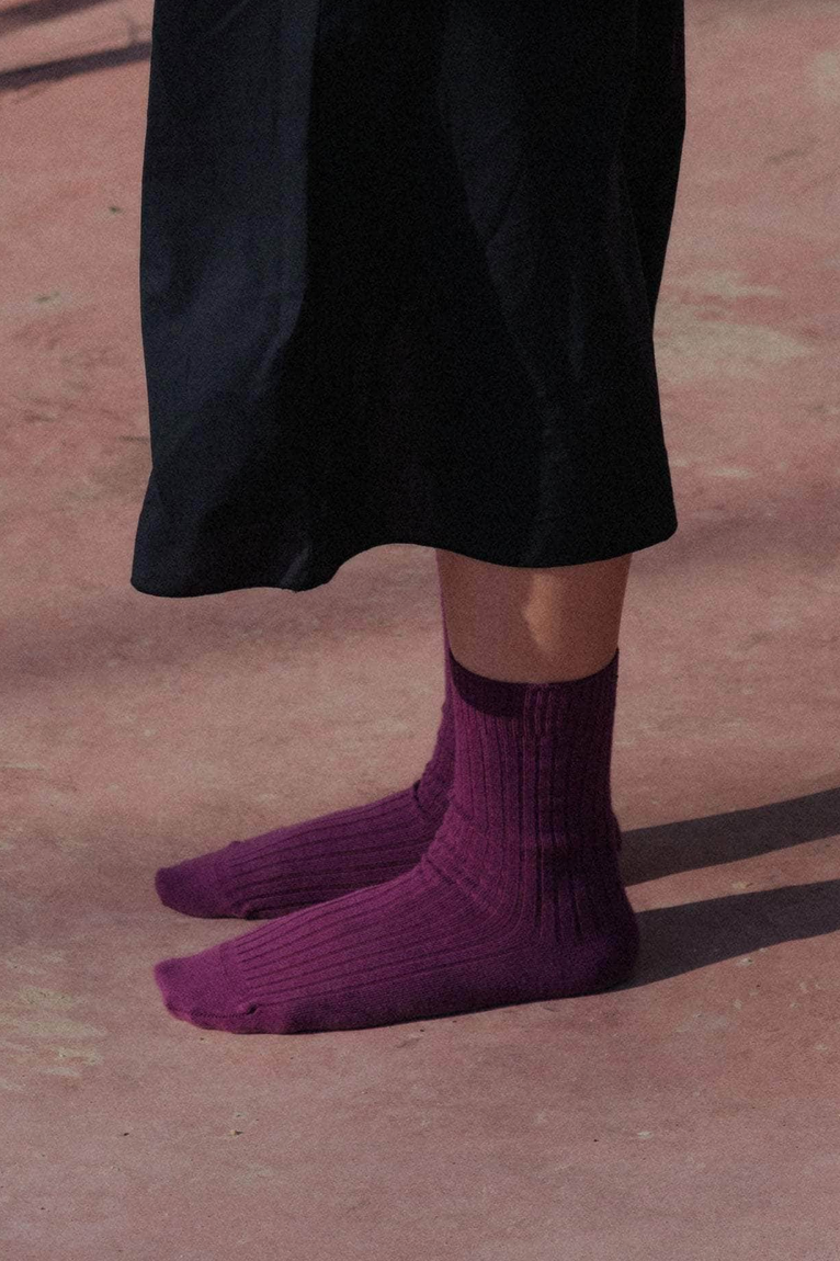 Rib Overankle Socks Gesso Purple