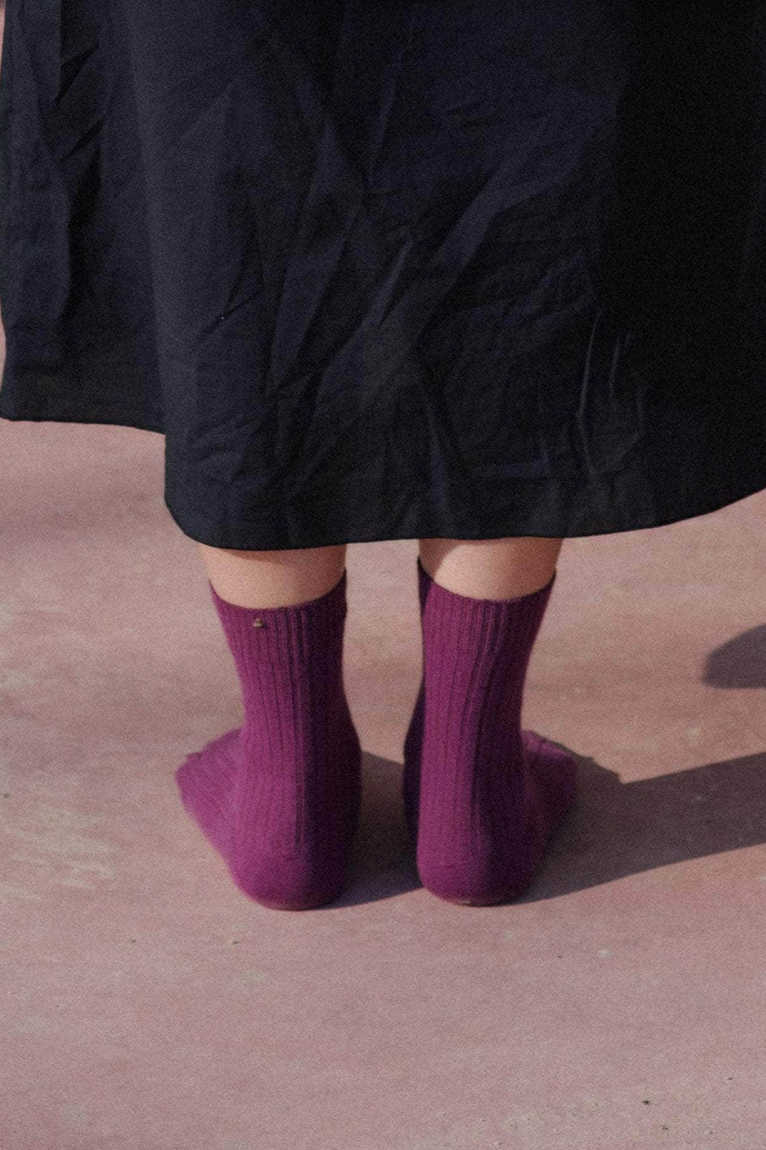Rib Overankle Socks Gesso Purple