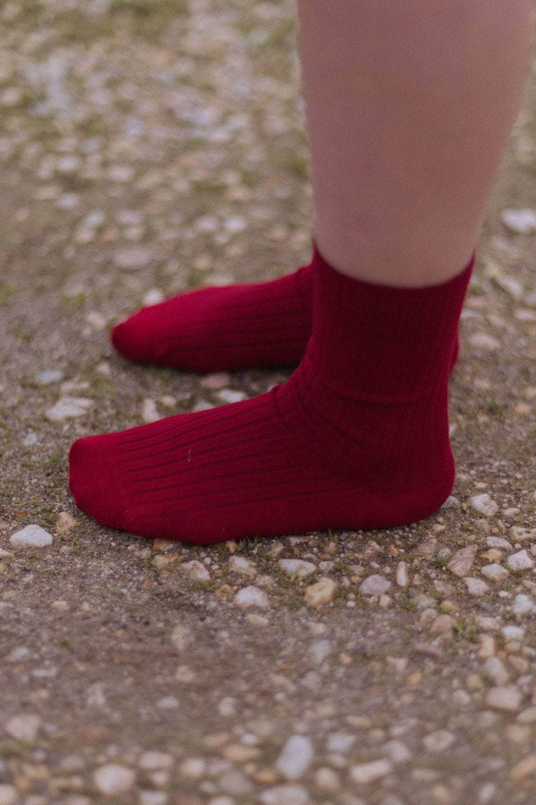 Rib Overankle Socks Pair Red