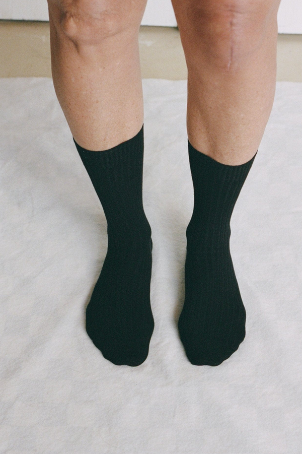 Rib Overankle Socks Black