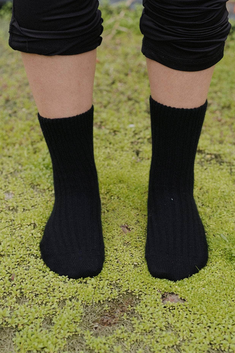 Rib Overankle Socks Recycled Cashmere Rib Black