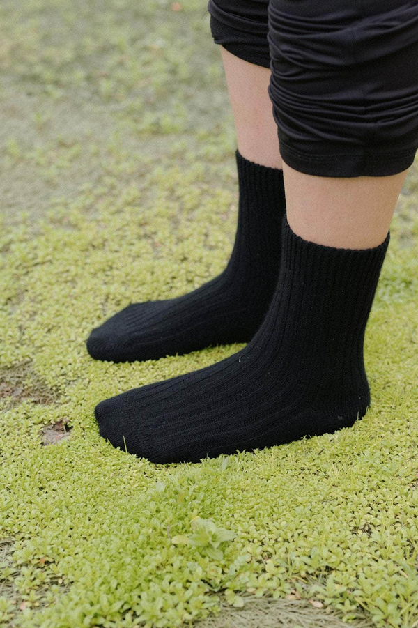 Rib Overankle Socks Recycled Cashmere Rib Black