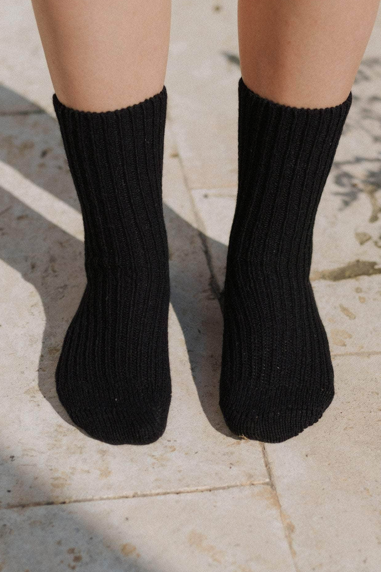 Rib Overankle Socks Recycled Cashmere Rib Black