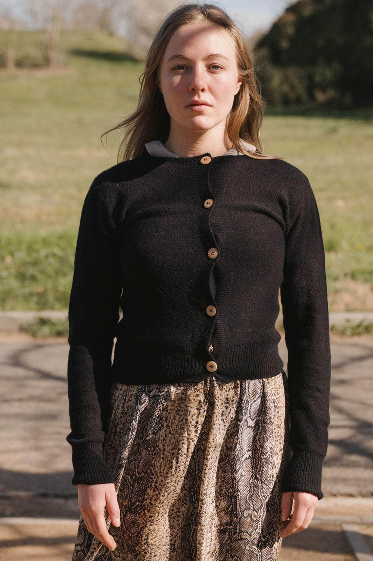 Tier Cardigan Recycled Cashmere Black