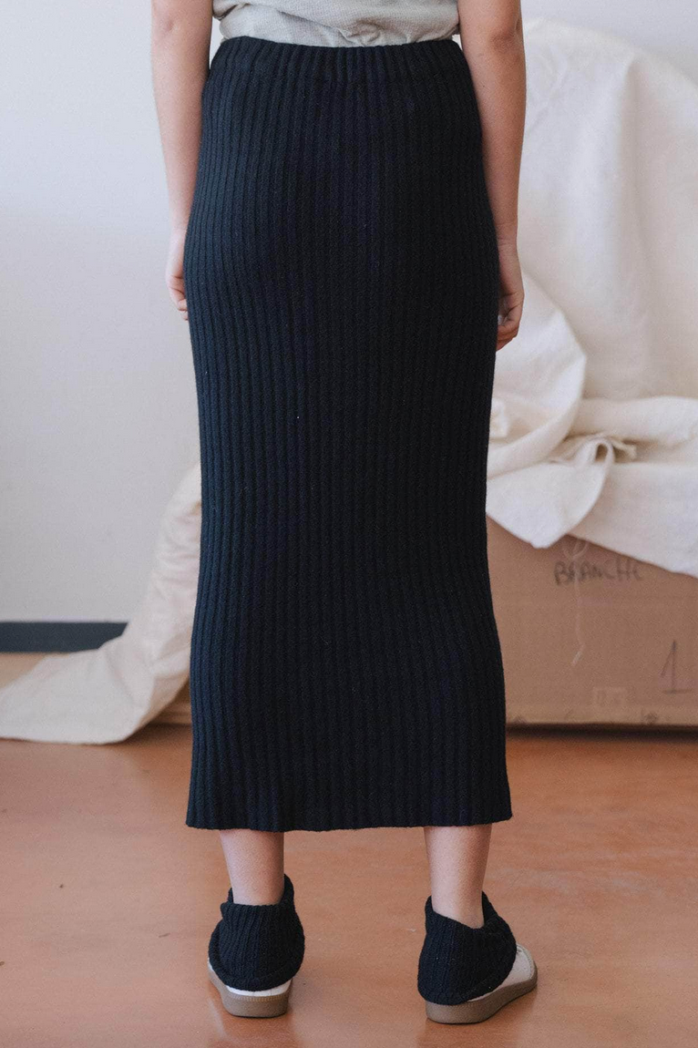 Kai Skirt Recycled Cashmere Rib Black