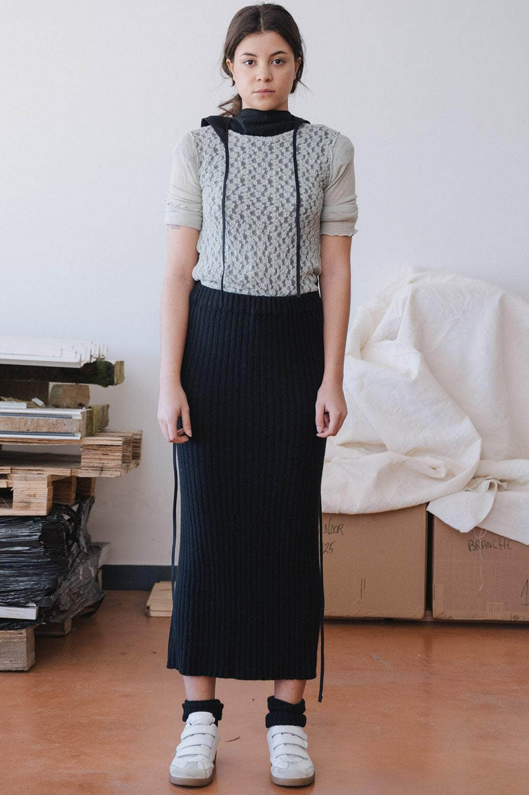 Kai Skirt Recycled Cashmere Rib Black
