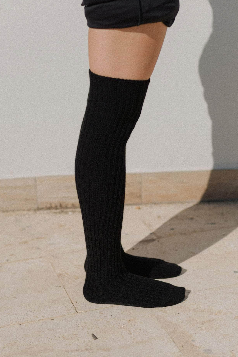 Overknee Socks Recycled Cashmere Rib Black