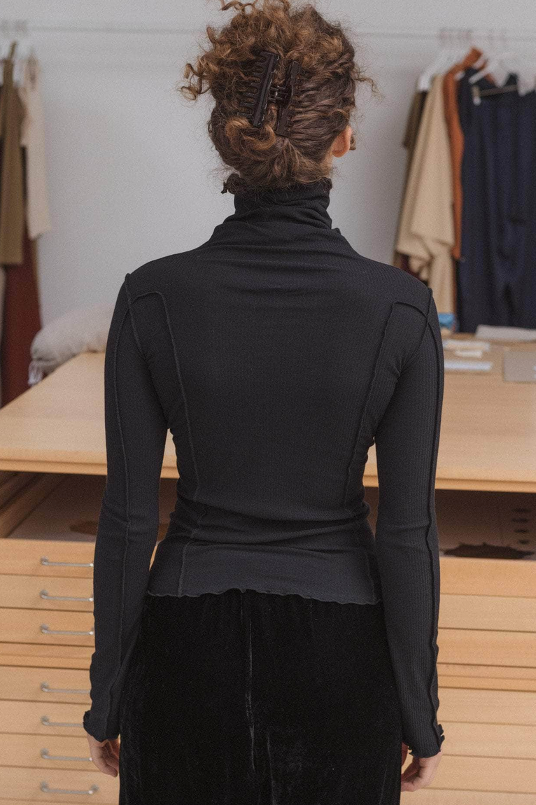 Omato Turtleneck Organic Cotton Rib Black