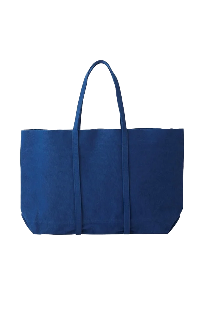 Washed Canvas 6 Pocket Tote Large Blue