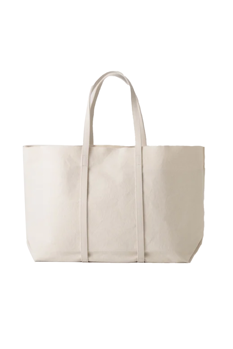 Washed Canvas 6 Pocket Tote Large White