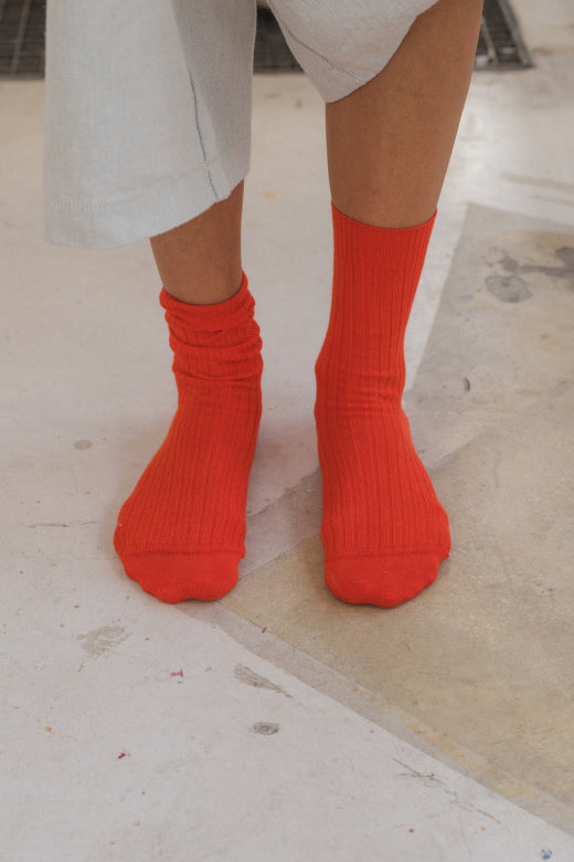 Rib Overankle Socks Bill Red