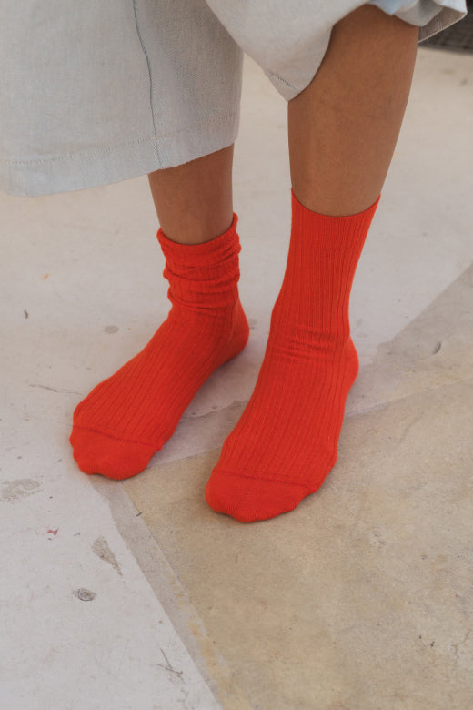 Rib Overankle Socks Bill Red