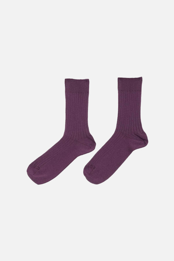 Rib Overankle Socks Gesso Purple
