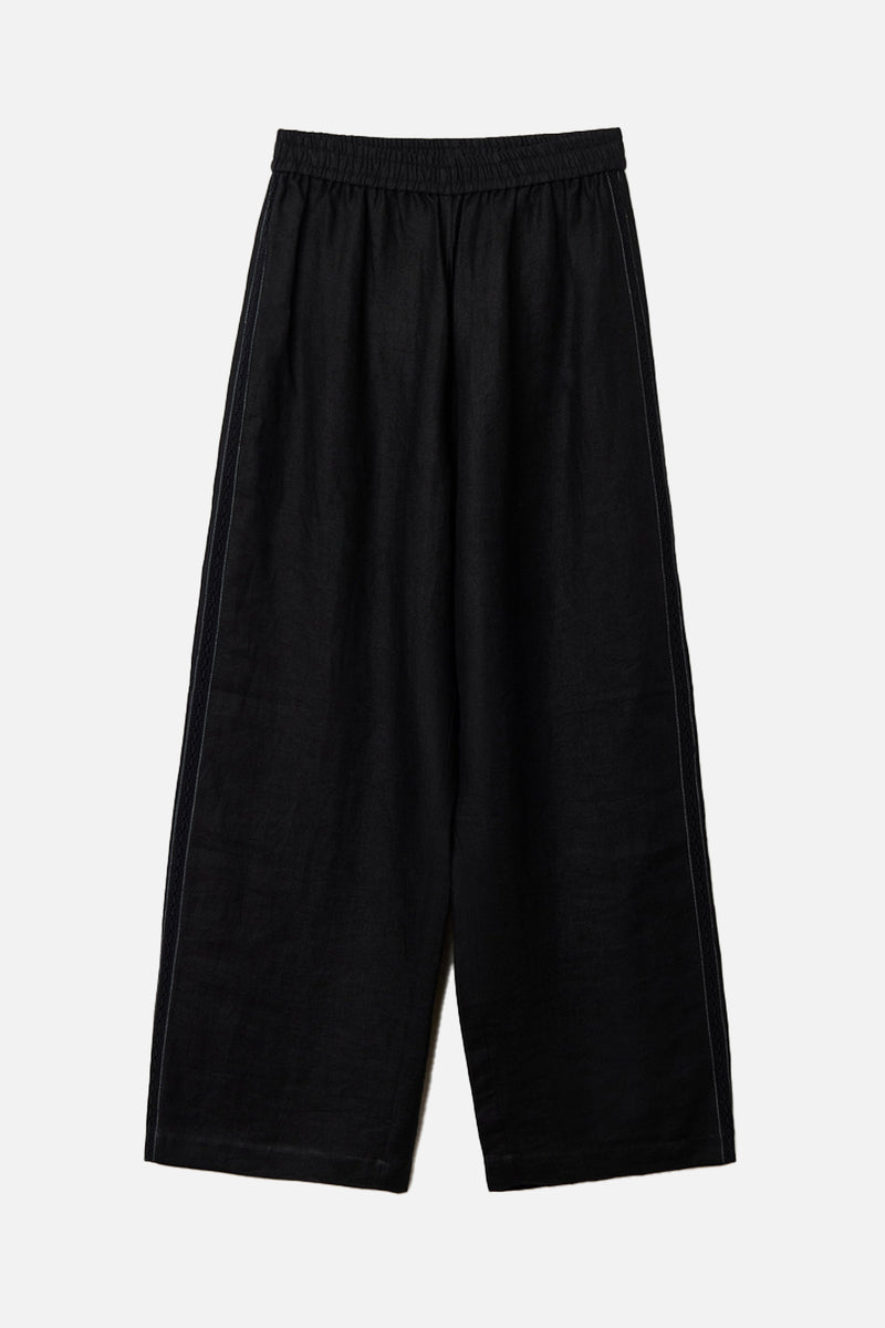 Linen Pants with Lace Black