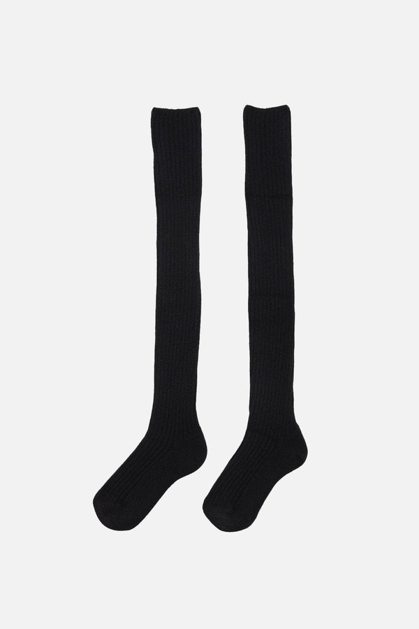 Overknee Socks Recycled Cashmere Rib Black