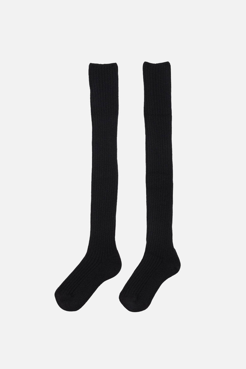 Overknee Socks Recycled Cashmere Rib Black