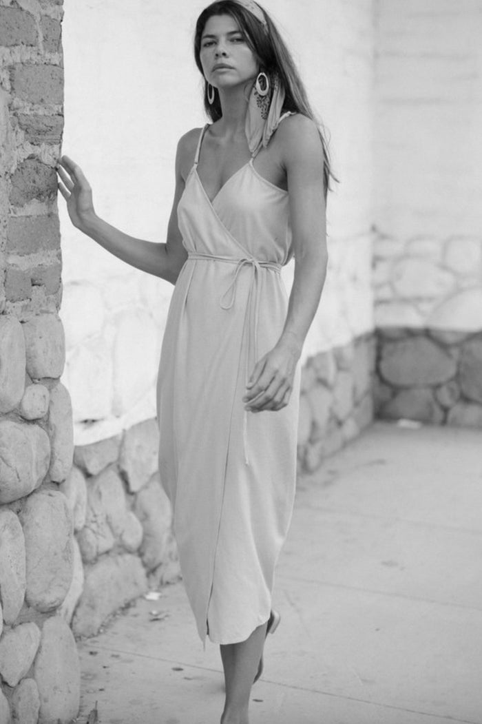 Palma Wrap Dress Olive Silk Noil – Rhoan