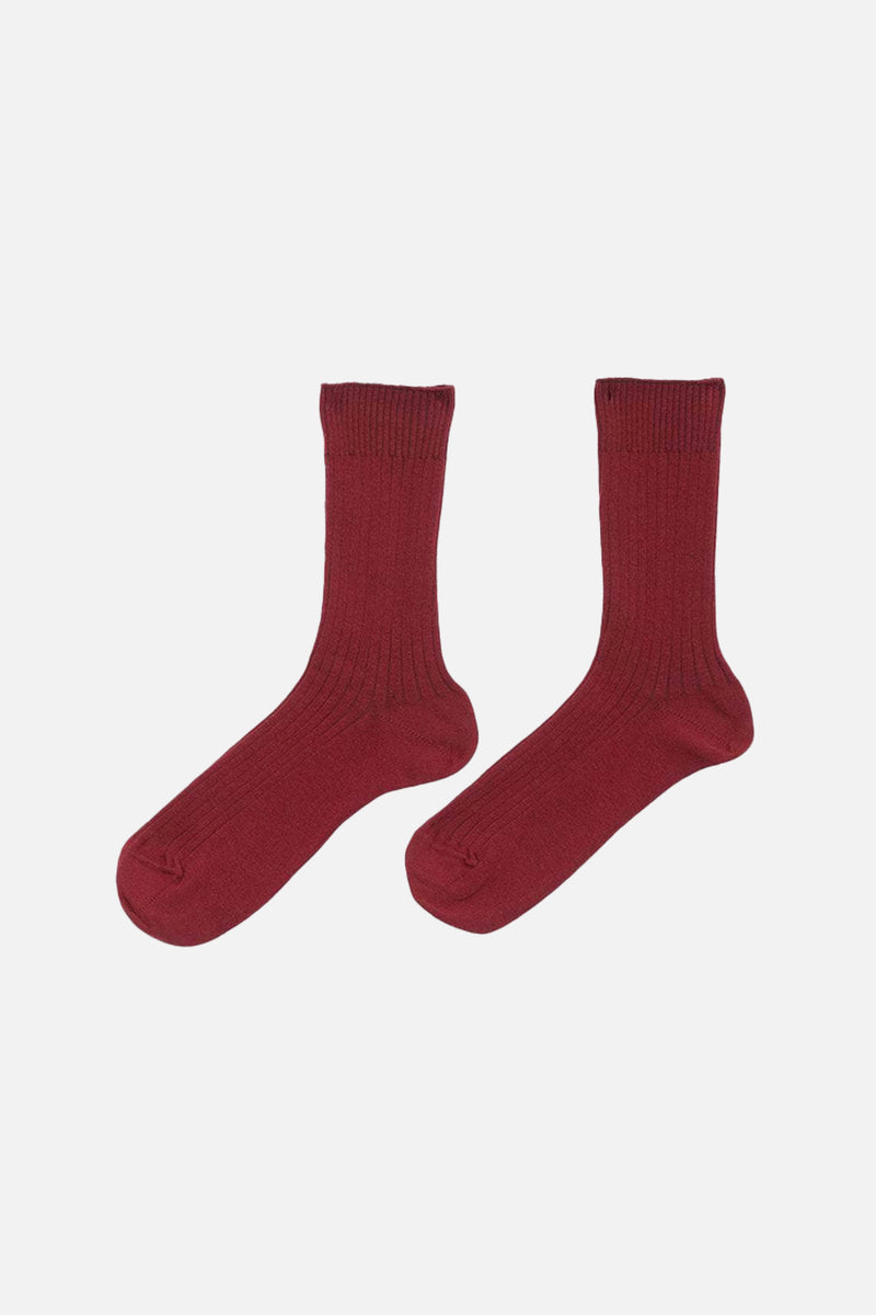 Rib Overankle Socks Pair Red