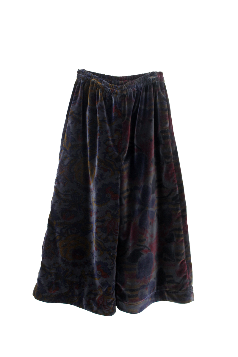 Pantskirt Dark Blue with Flowers Print