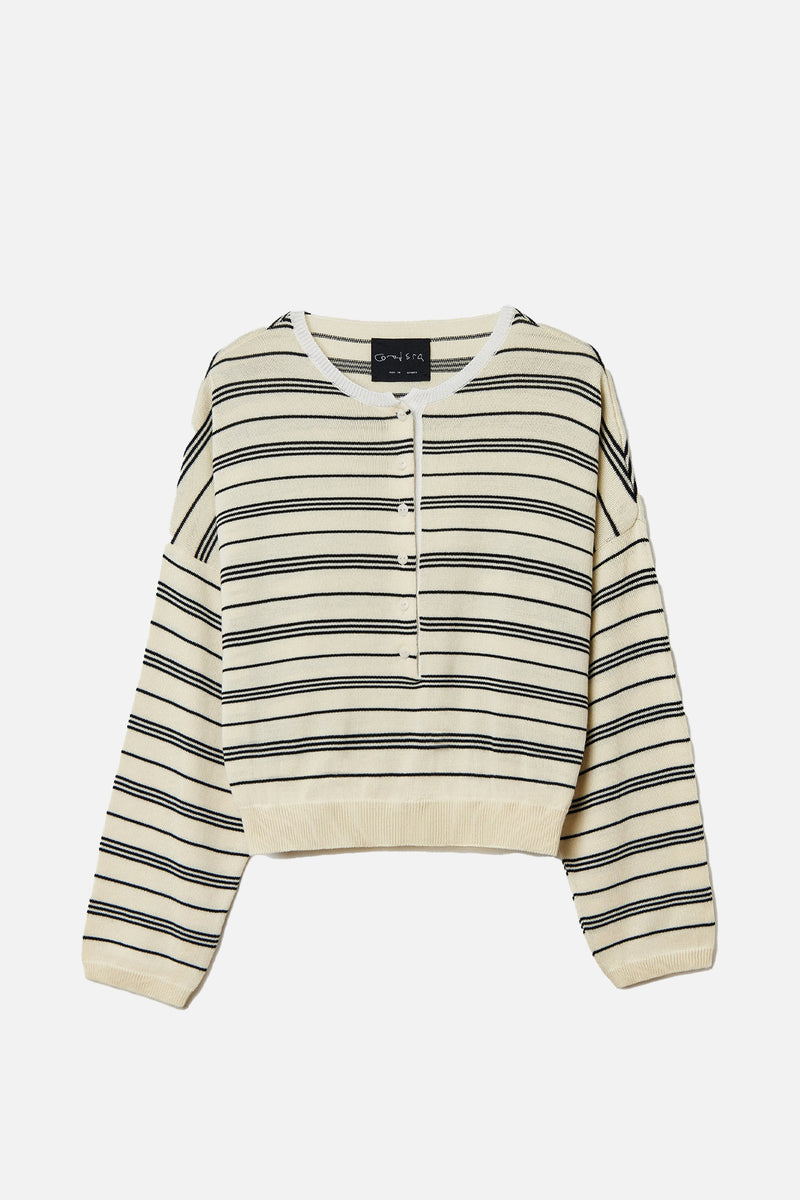 Organic Cotton Polo Sweater Stripe