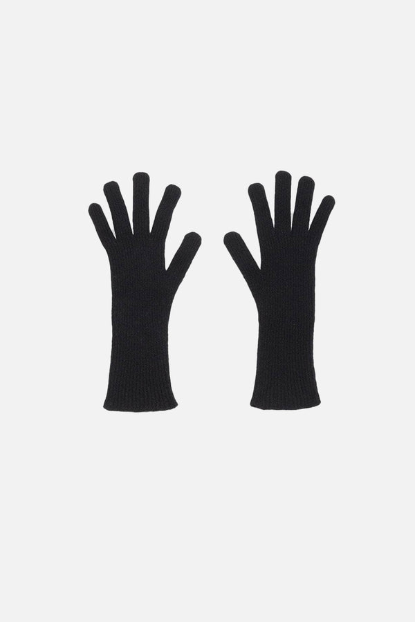 Ribbed Gloves Recycled Cashmere Rib Black