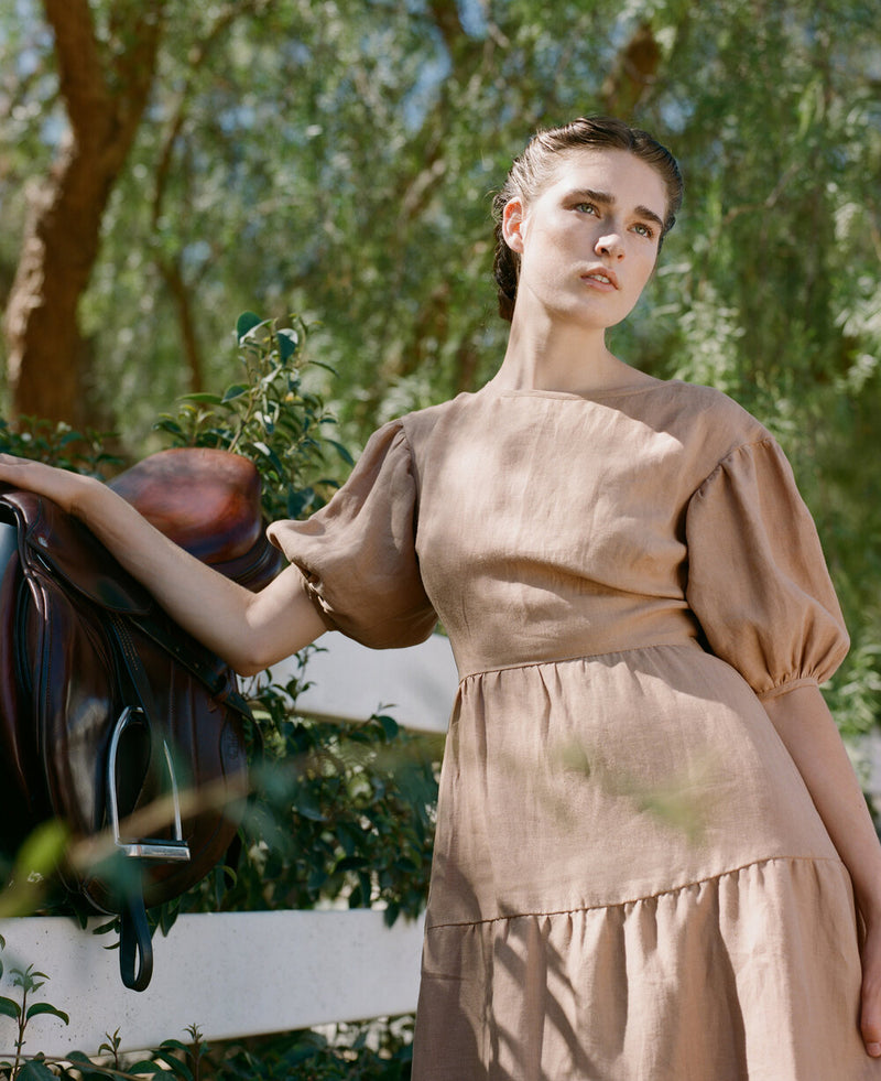 Quince Dress Camel Linen – Rhoan