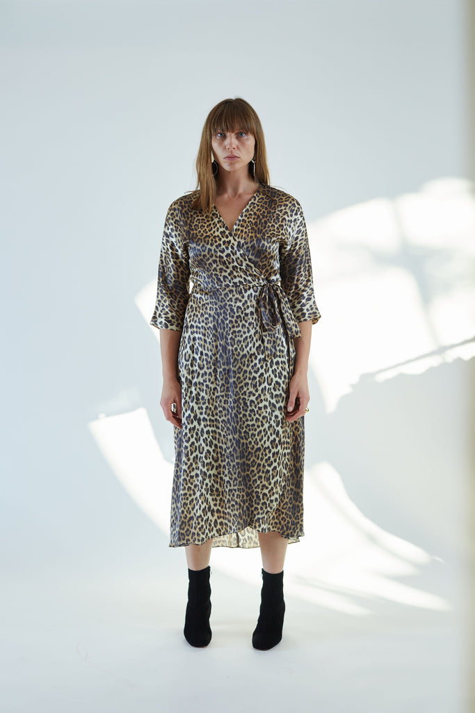 Eliza leopard wrap dress hot sale