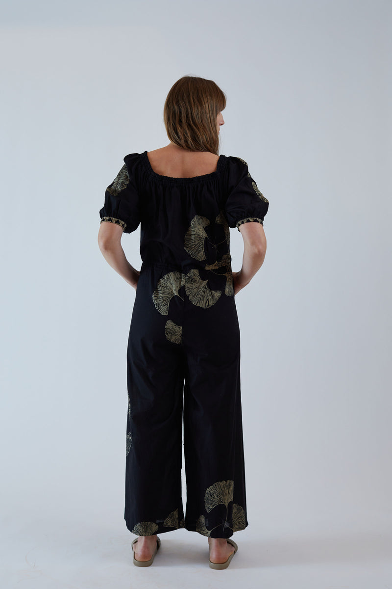 Sasha Jumpsuit Black Fan Batik