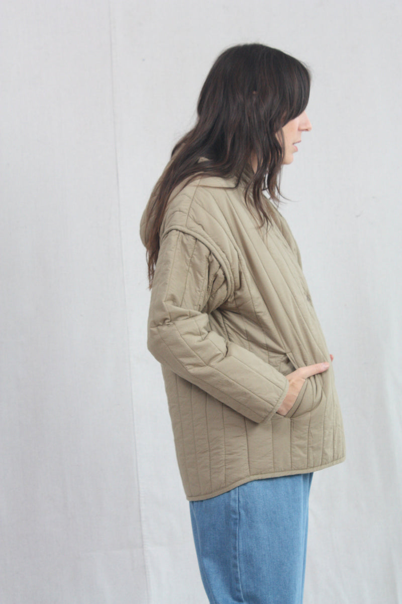 Straight Quilt Jacket Faded Olive