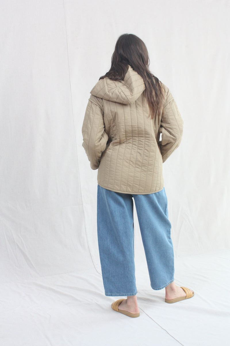 Straight Quilt Jacket Faded Olive