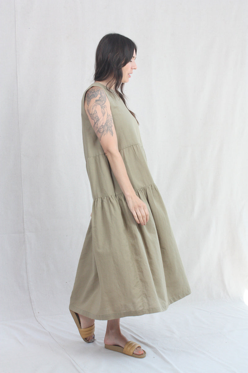 Tier Dress Faded Olive