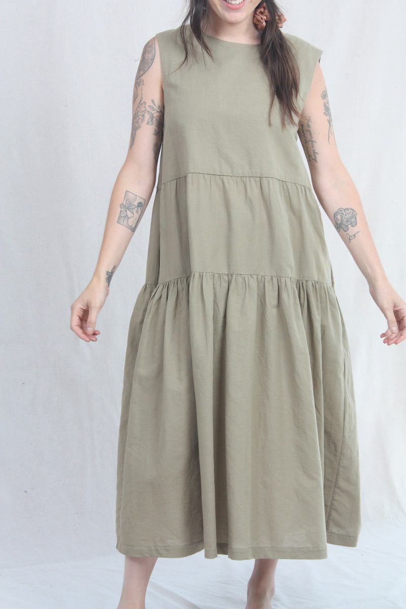 Tier Dress Faded Olive