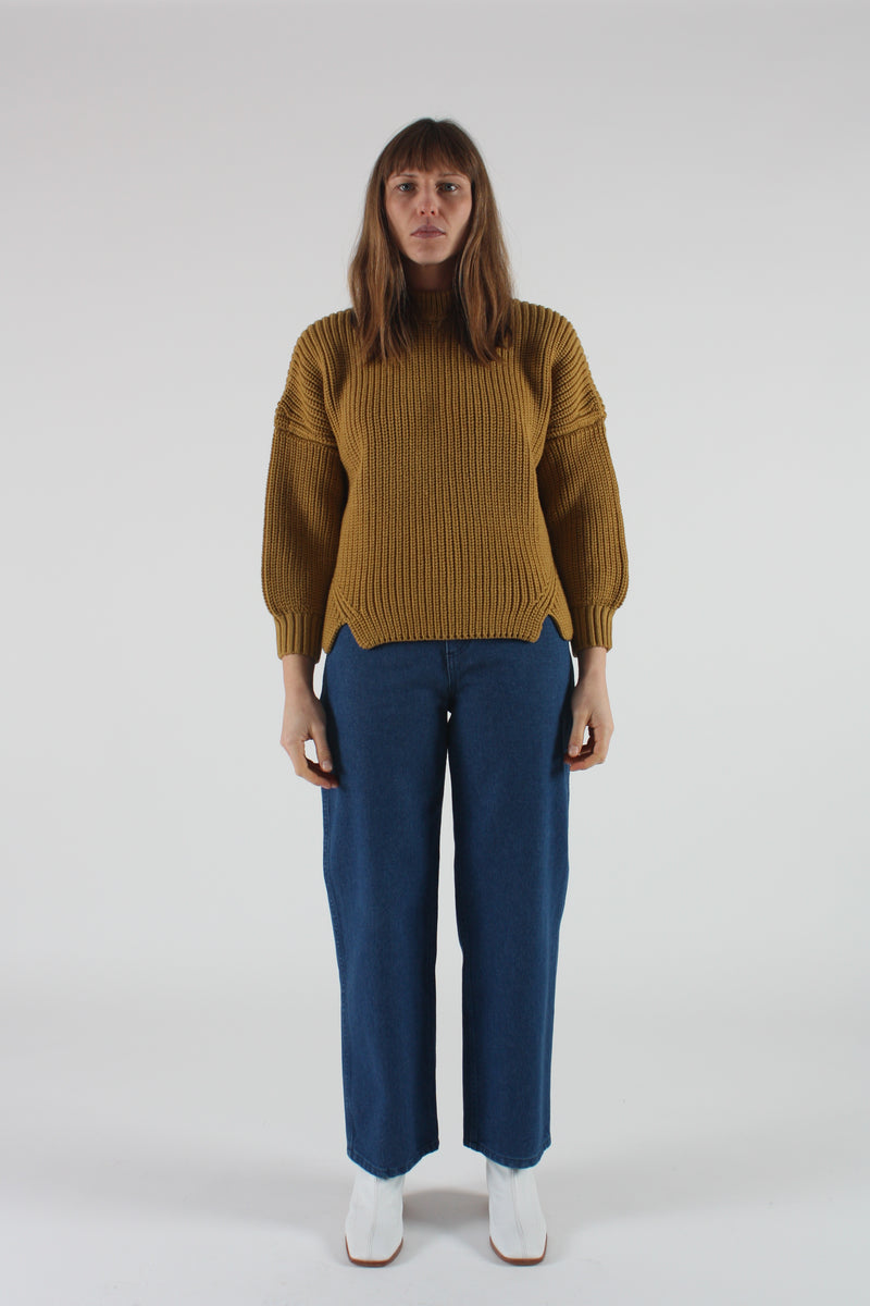 Notched Hem Sweater Ochre