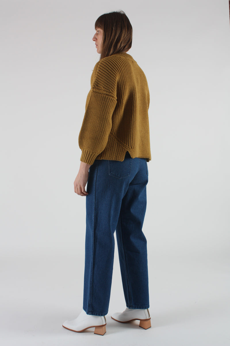 Notched Hem Sweater Ochre