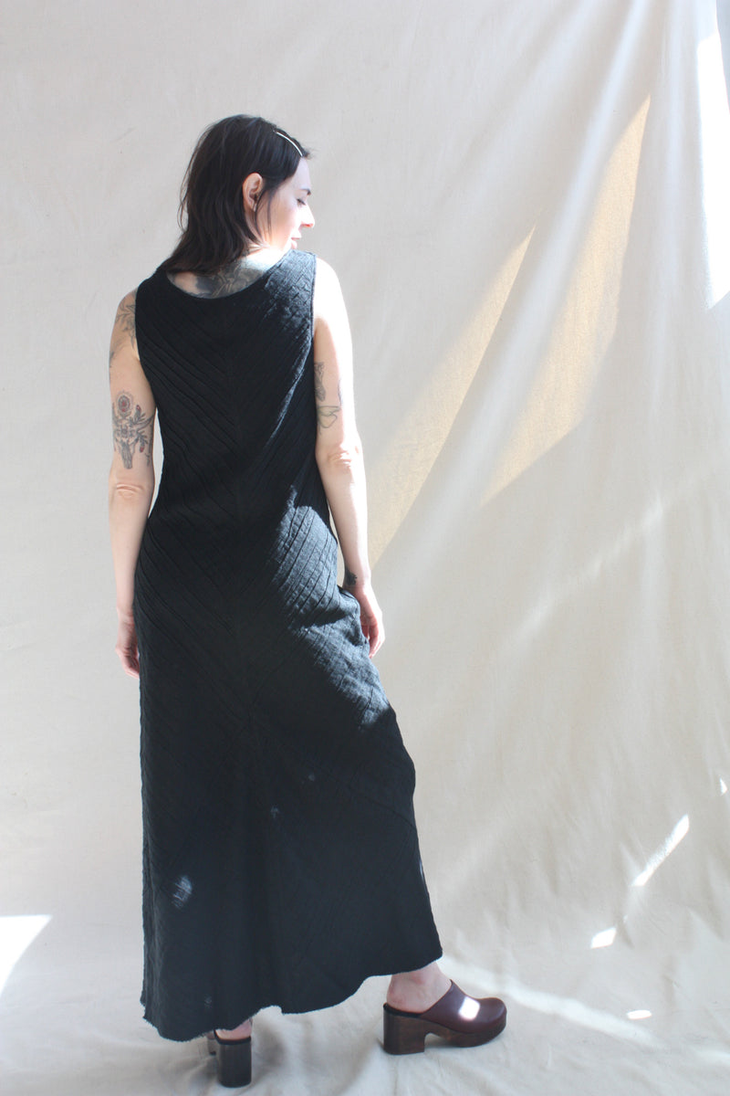 gauzy dresses for women Linen Gauze Dress skimming silhouette Gauzy Bias Dress Black