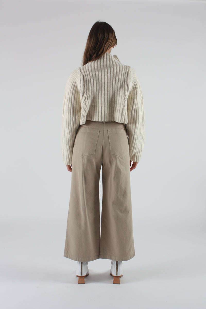 Cargo Trouser Khaki Herringbone