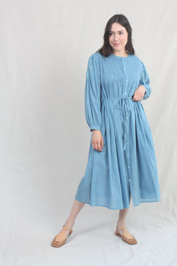 Khadi Cotton Plant Dye Dress Blue
