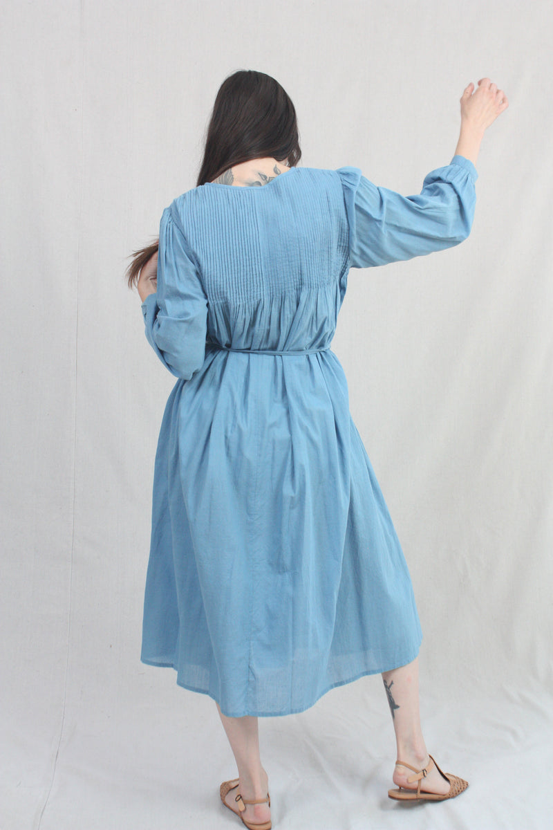 Khadi Cotton Plant Dye Dress Blue