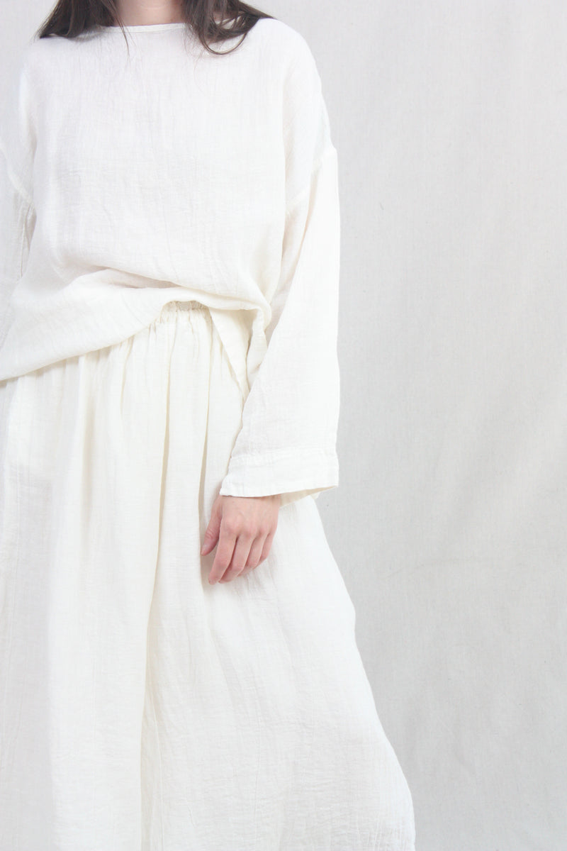 Woven Linen Pullover White