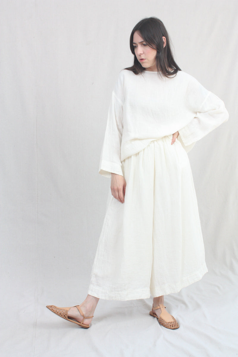 Woven Linen Pullover White