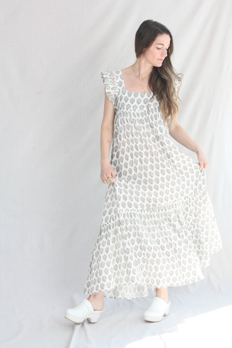 Samira Blockprint Maxi Dress Dogwood