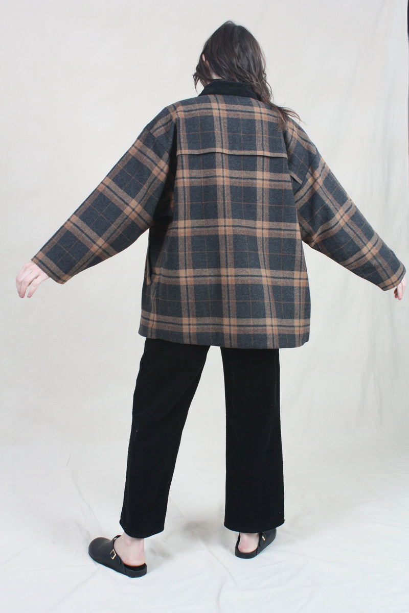 Wool Plaid Jacket Charcoal