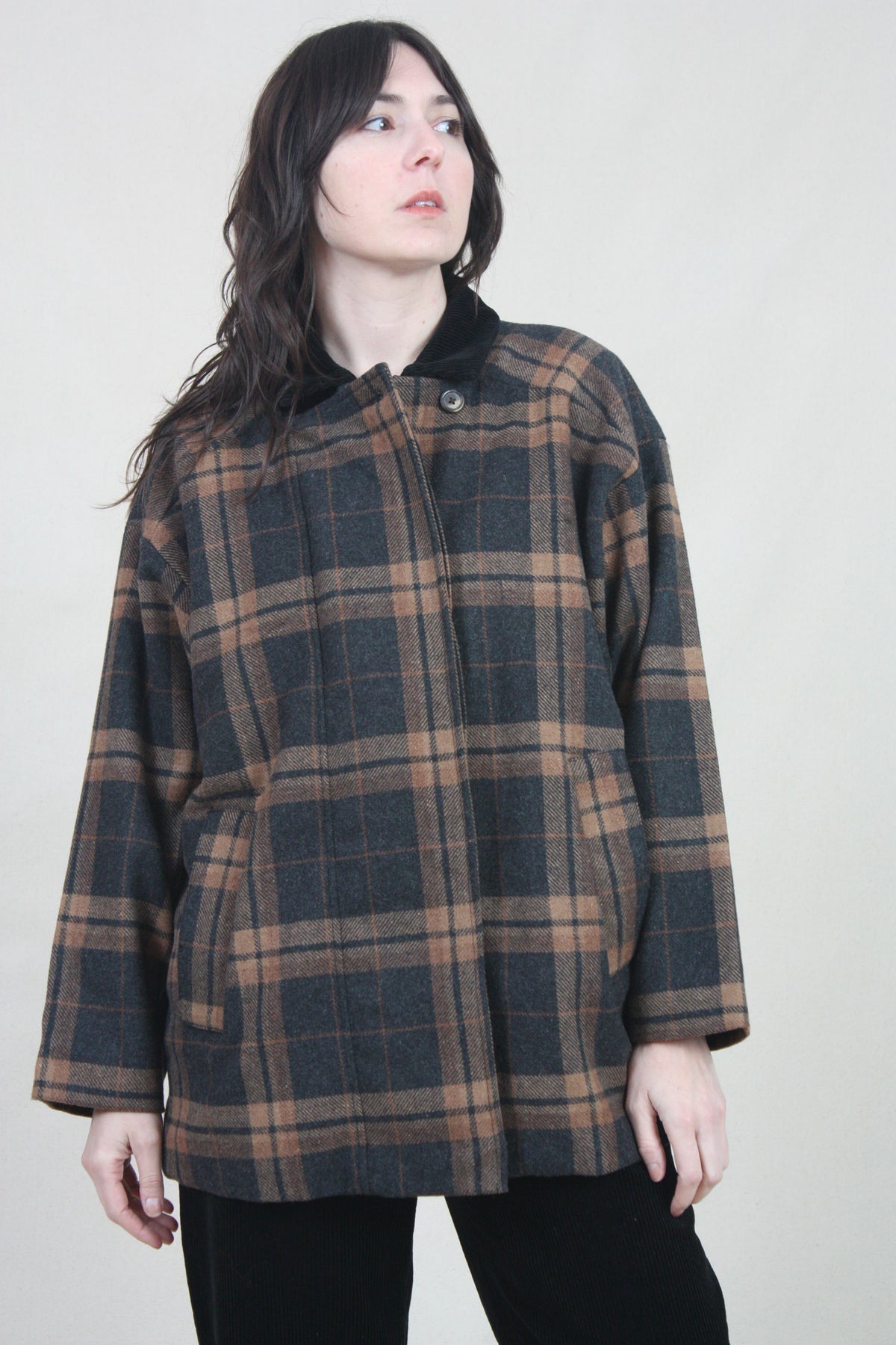 Wool Plaid Jacket Charcoal – Rhoan