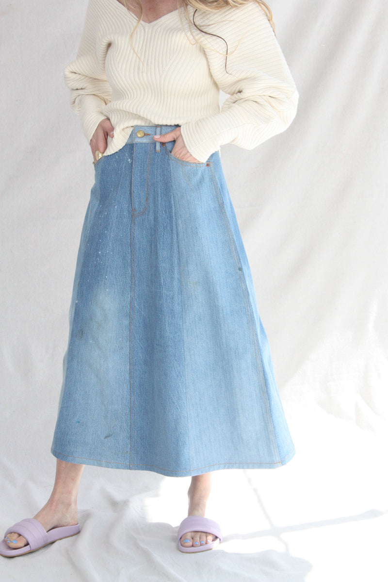 Reworked Vintage Simone Skirt Classic Mixed Indigo