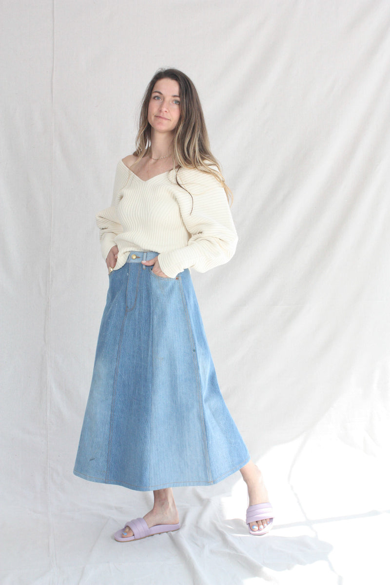 Reworked Vintage Simone Skirt Classic Mixed Indigo – Rhoan