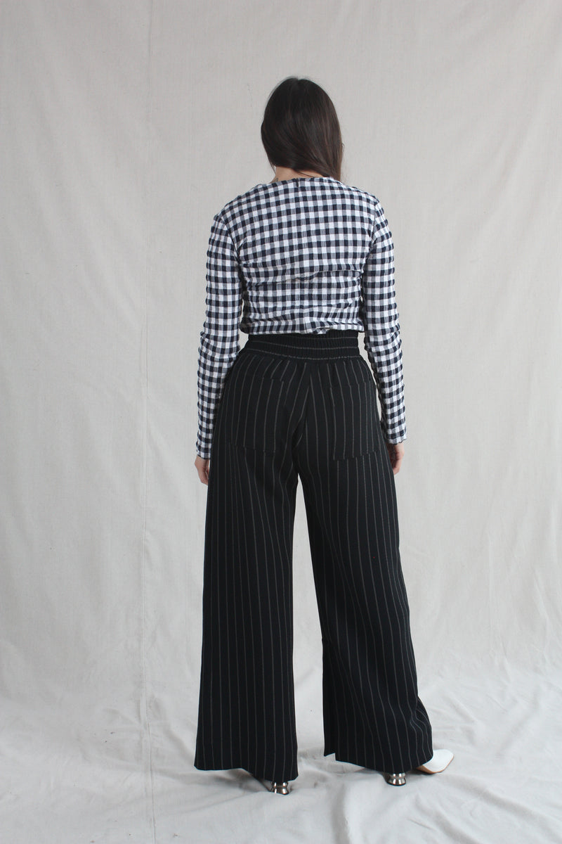Gathered Top Midnight/White Gingham